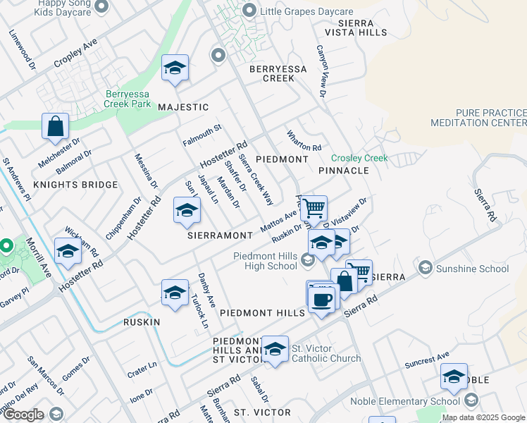 map of restaurants, bars, coffee shops, grocery stores, and more near 1424 Shaffer Drive in San Jose