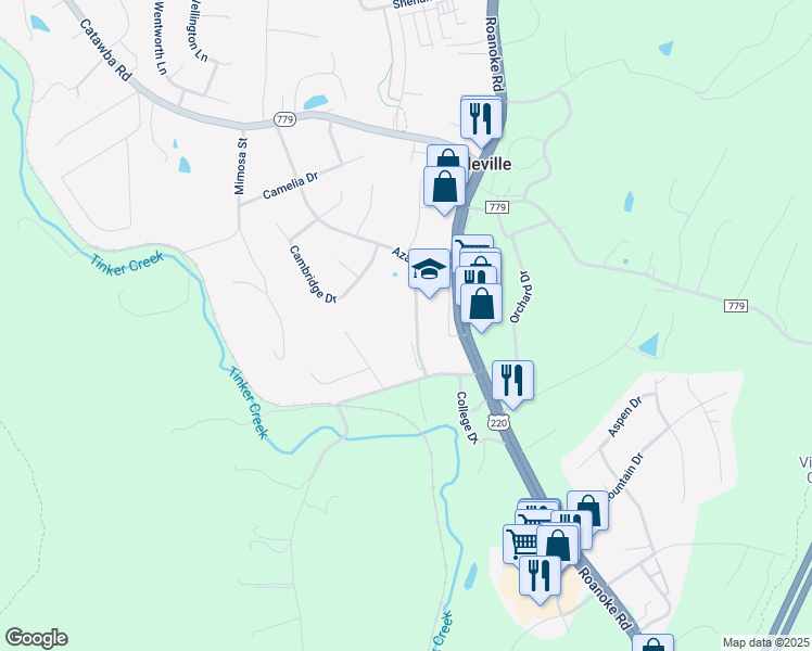 map of restaurants, bars, coffee shops, grocery stores, and more near 1435 Roanoke Road in Daleville