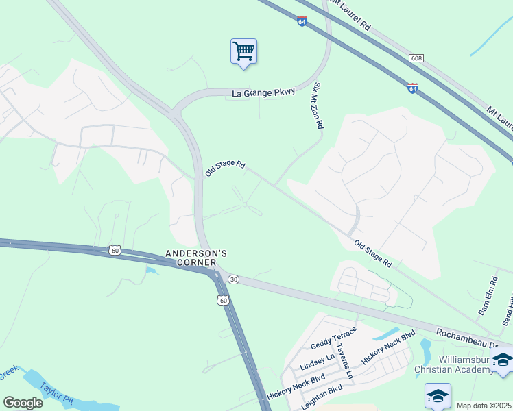 map of restaurants, bars, coffee shops, grocery stores, and more near 3201 Old Stage Rd in James City