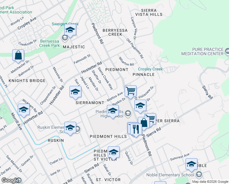 map of restaurants, bars, coffee shops, grocery stores, and more near 1421 Stone Creek Drive in San Jose