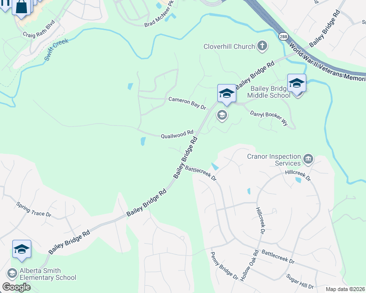 map of restaurants, bars, coffee shops, grocery stores, and more near 12700 Bailey Bridge Road in Midlothian