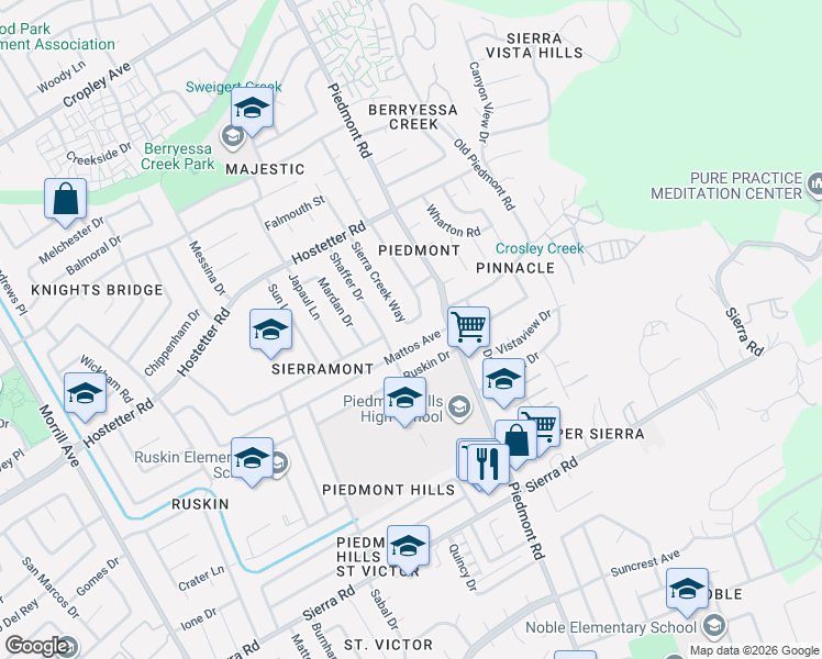 map of restaurants, bars, coffee shops, grocery stores, and more near 1421 Stone Creek Drive in San Jose