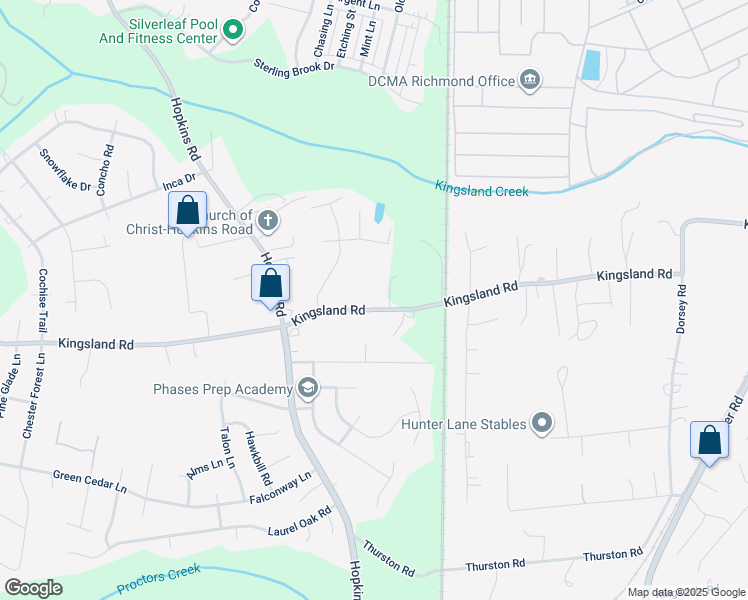 map of restaurants, bars, coffee shops, grocery stores, and more near 3810 Kingsland Road in Richmond