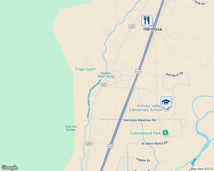 map of restaurants, bars, coffee shops, grocery stores, and more near 0 Golden West Drive in Durango