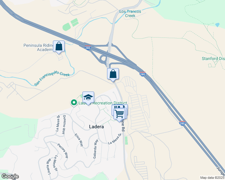 map of restaurants, bars, coffee shops, grocery stores, and more near 35 Aliso Way in Menlo Park