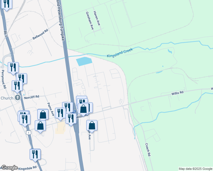 map of restaurants, bars, coffee shops, grocery stores, and more near 9007 Germont Avenue in Richmond