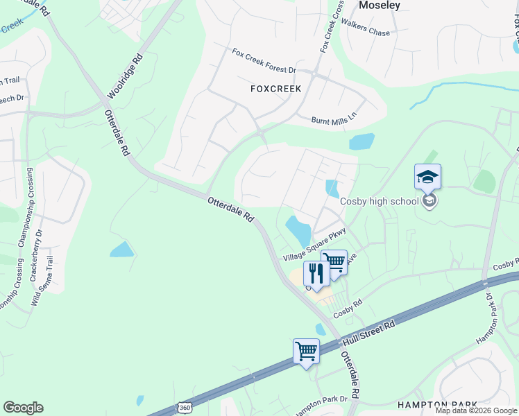 map of restaurants, bars, coffee shops, grocery stores, and more near 16007 Soho Tn in Moseley