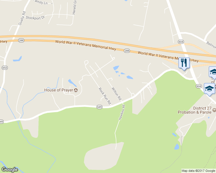 map of restaurants, bars, coffee shops, grocery stores, and more near 6600 Wilton Road in Chesterfield