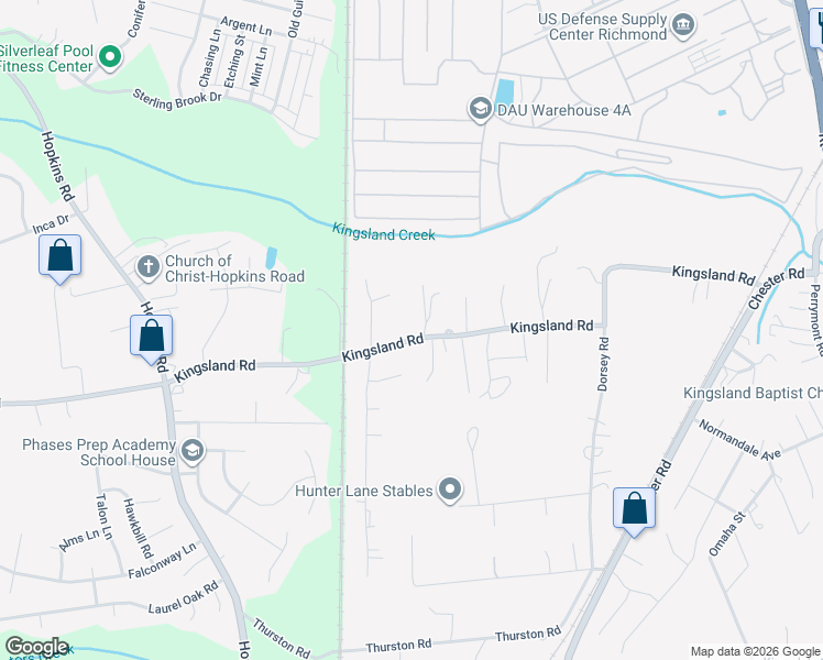 map of restaurants, bars, coffee shops, grocery stores, and more near 3500 Kingsland Road in Richmond