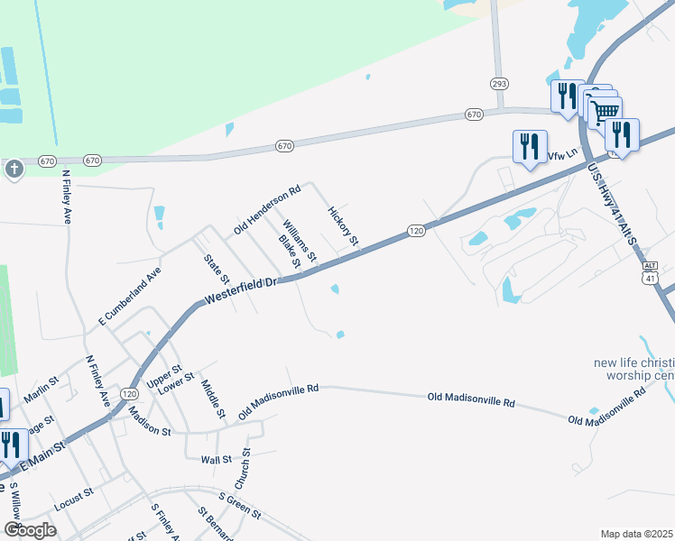 map of restaurants, bars, coffee shops, grocery stores, and more near 1620 Westerfield Drive in Providence