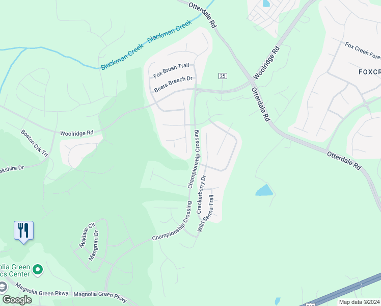 map of restaurants, bars, coffee shops, grocery stores, and more near 12025 Black Alder Drive in Moseley