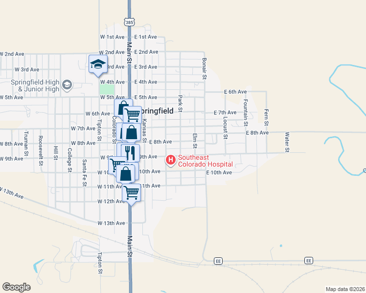 map of restaurants, bars, coffee shops, grocery stores, and more near 840 Park Street in Springfield