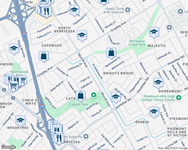 map of restaurants, bars, coffee shops, grocery stores, and more near in San Jose