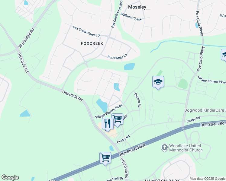 map of restaurants, bars, coffee shops, grocery stores, and more near 6708 Southwalk Heights in Moseley