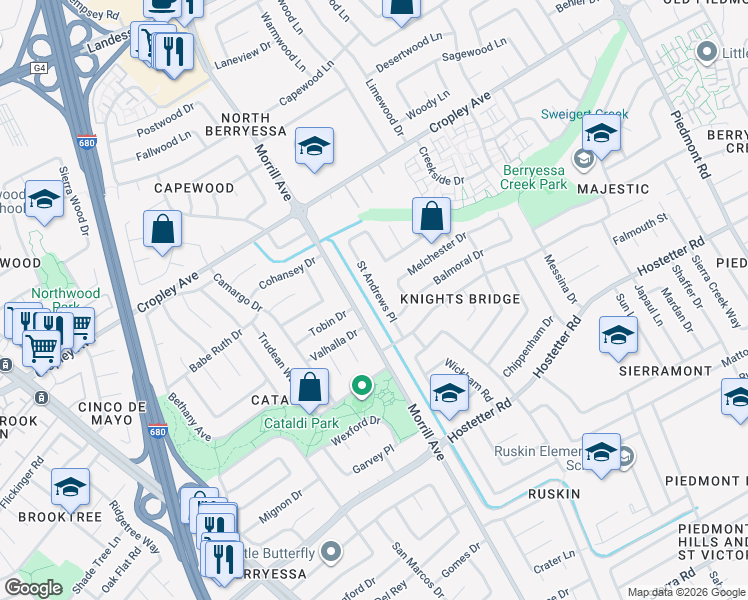 map of restaurants, bars, coffee shops, grocery stores, and more near in San Jose