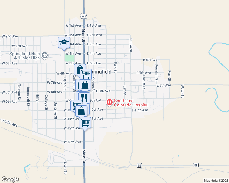 map of restaurants, bars, coffee shops, grocery stores, and more near 840 Park Street in Springfield