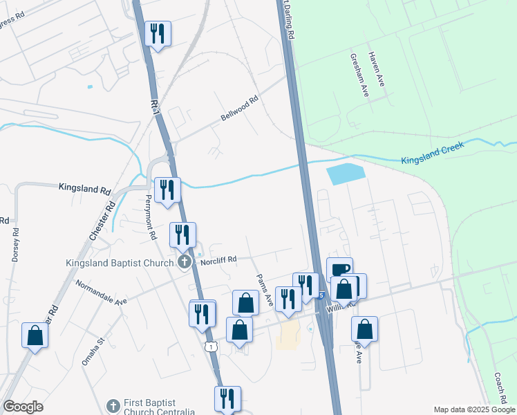 map of restaurants, bars, coffee shops, grocery stores, and more near 2526 Norcliff Road in Richmond