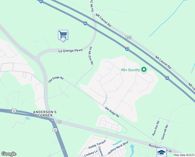 map of restaurants, bars, coffee shops, grocery stores, and more near 3504 Edward Terrace in Toano