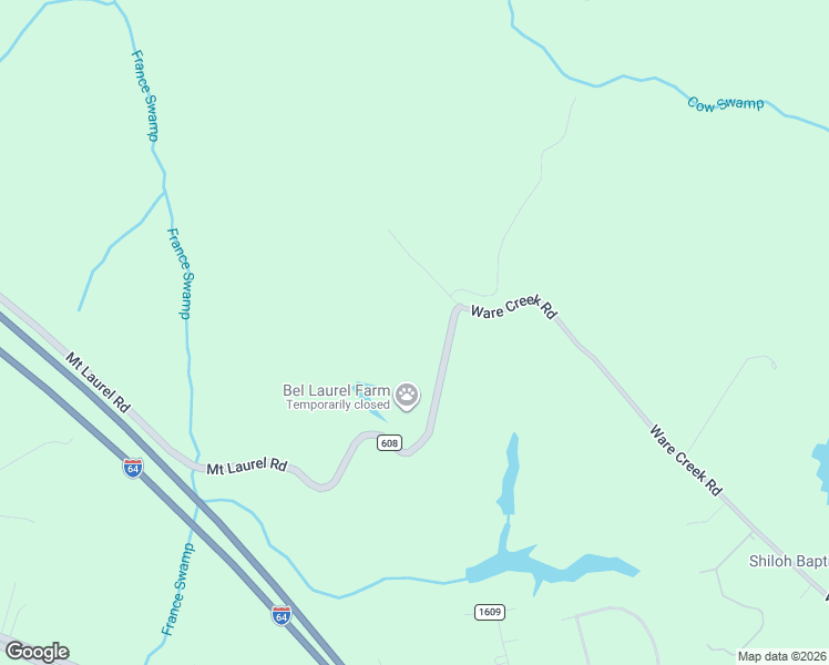 map of restaurants, bars, coffee shops, grocery stores, and more near 4200 Mount Laurel Road in Williamsburg