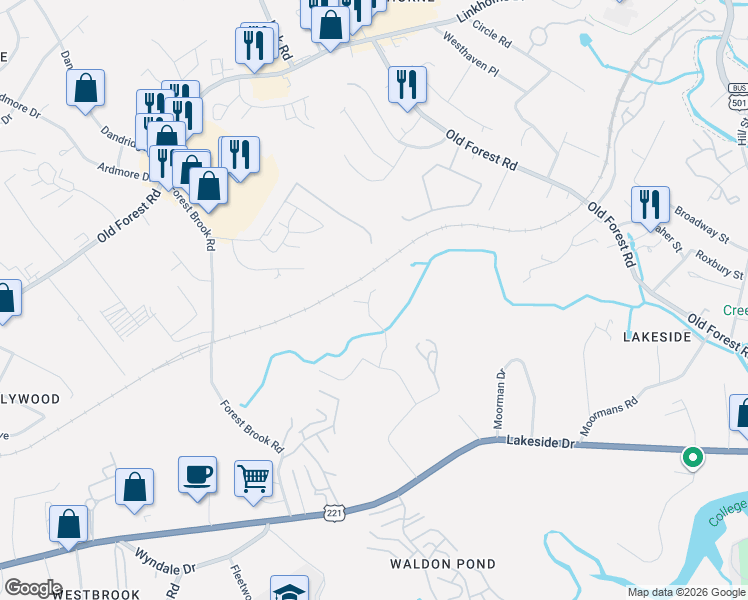 map of restaurants, bars, coffee shops, grocery stores, and more near 118 Brenleigh Court in Lynchburg