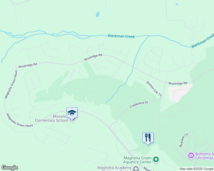 map of restaurants, bars, coffee shops, grocery stores, and more near 17907 Stonewolf Drive in Moseley
