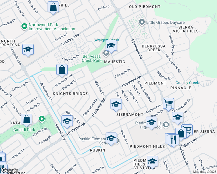 map of restaurants, bars, coffee shops, grocery stores, and more near 3234 Victor Court in San Jose