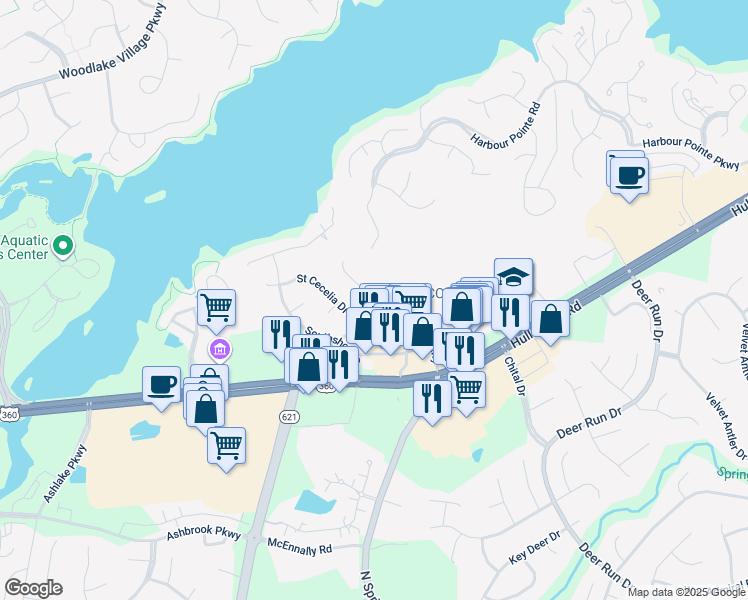 map of restaurants, bars, coffee shops, grocery stores, and more near 13900 Saint Elizabeth Drive in Midlothian