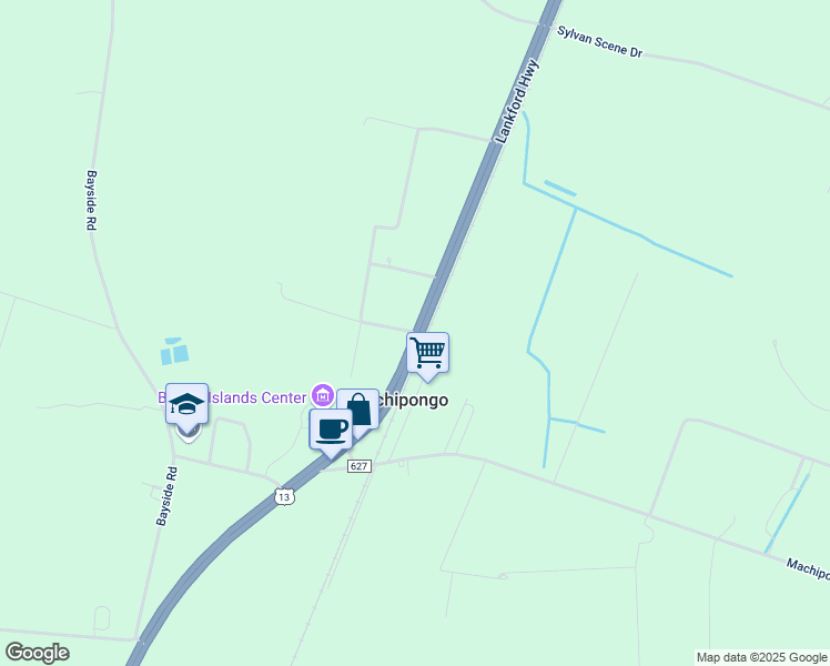 map of restaurants, bars, coffee shops, grocery stores, and more near 12402 Charles M Lankford Junior Memorial Highway in Machipongo