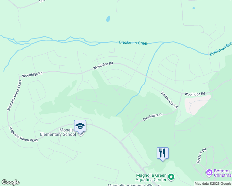 map of restaurants, bars, coffee shops, grocery stores, and more near 17907 Stonewolf Drive in Moseley