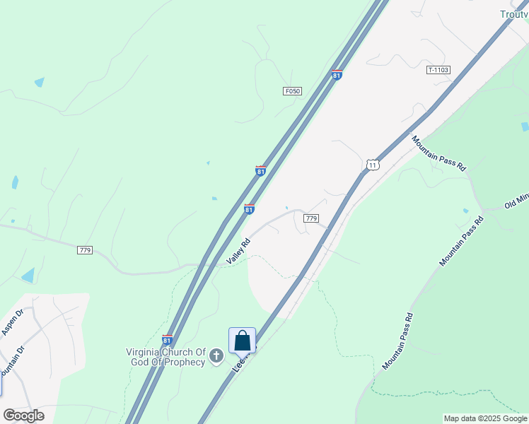 map of restaurants, bars, coffee shops, grocery stores, and more near 216 Valley Road in Troutville