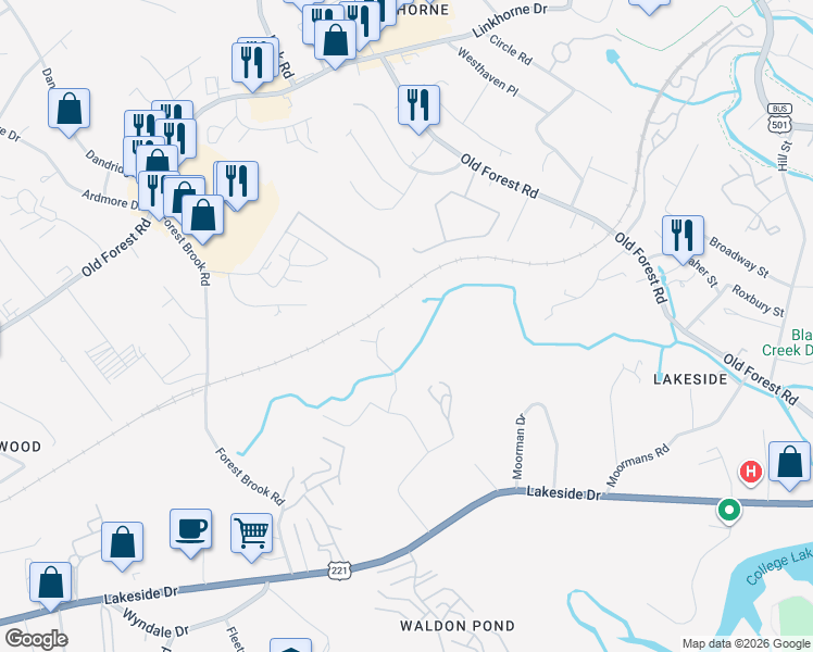 map of restaurants, bars, coffee shops, grocery stores, and more near 118 Brenleigh Court in Lynchburg