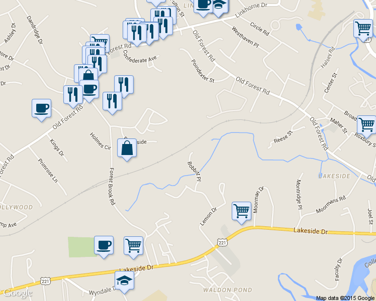 map of restaurants, bars, coffee shops, grocery stores, and more near 109 Brenleigh Court in Lynchburg