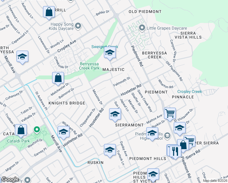 map of restaurants, bars, coffee shops, grocery stores, and more near 3234 Victor Court in San Jose