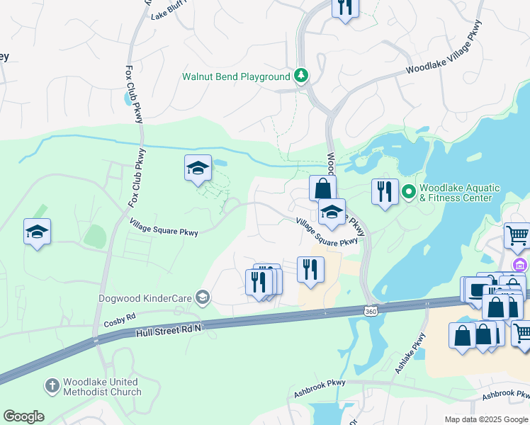 map of restaurants, bars, coffee shops, grocery stores, and more near 6601 Manor Gate Drive in Midlothian