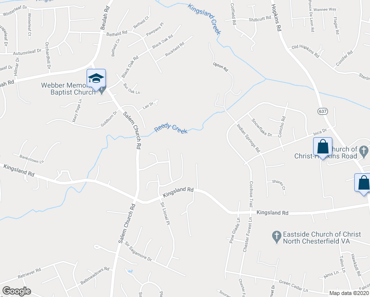 map of restaurants, bars, coffee shops, grocery stores, and more near 8201 Tatterton Trail in Richmond