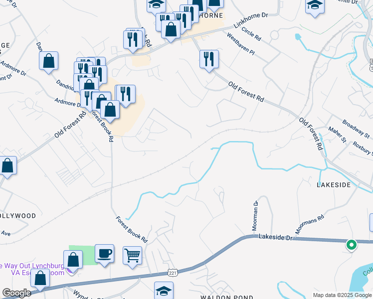 map of restaurants, bars, coffee shops, grocery stores, and more near 217 Adam Place in Lynchburg