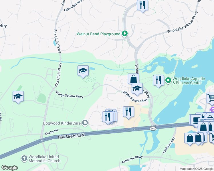 map of restaurants, bars, coffee shops, grocery stores, and more near 6601 Manor Gate Drive in Midlothian
