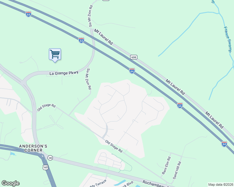 map of restaurants, bars, coffee shops, grocery stores, and more near 3504 Albert Terrace in James City