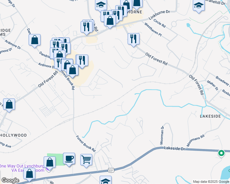 map of restaurants, bars, coffee shops, grocery stores, and more near 208 Adam Place in Lynchburg