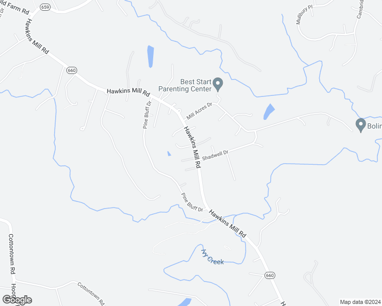 map of restaurants, bars, coffee shops, grocery stores, and more near 2164 Hawkins Mill Road in Lynchburg