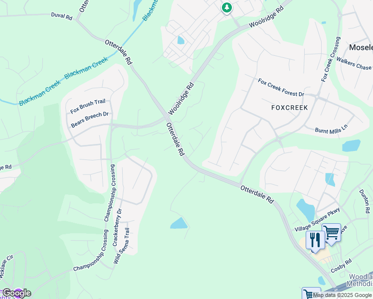 map of restaurants, bars, coffee shops, grocery stores, and more near 6802 Calla Lily Drive in Moseley