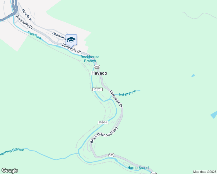 map of restaurants, bars, coffee shops, grocery stores, and more near 16 Martha Drive in Welch