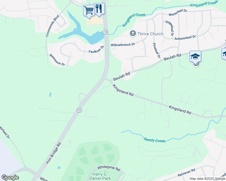 map of restaurants, bars, coffee shops, grocery stores, and more near 6001 Kingsland Road in Richmond