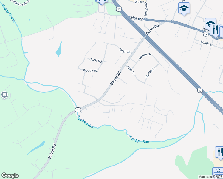 map of restaurants, bars, coffee shops, grocery stores, and more near 7703 Belroi Road in Gloucester