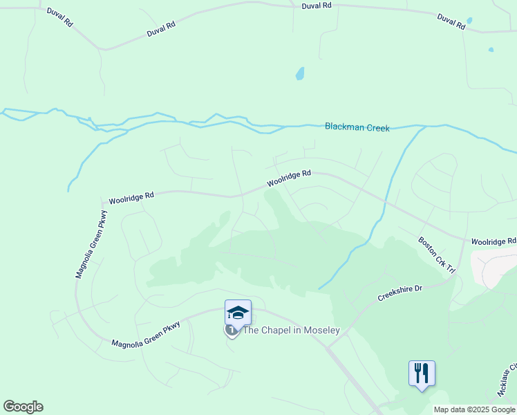 map of restaurants, bars, coffee shops, grocery stores, and more near 17308 Hull Street Road in Moseley