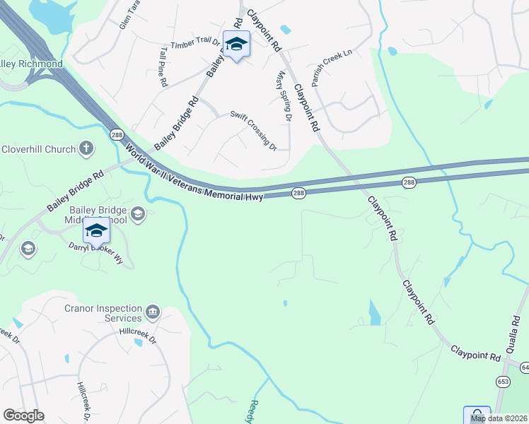 map of restaurants, bars, coffee shops, grocery stores, and more near World War II Veterans Memorial Hwy in Chesterfield