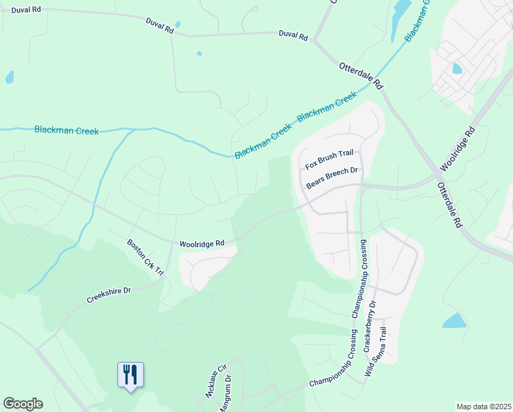 map of restaurants, bars, coffee shops, grocery stores, and more near 17419 Great Falls Circle in Moseley