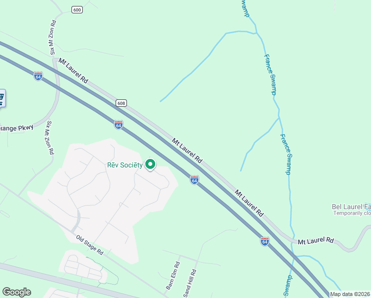 map of restaurants, bars, coffee shops, grocery stores, and more near Mount Laurel Road in Toano