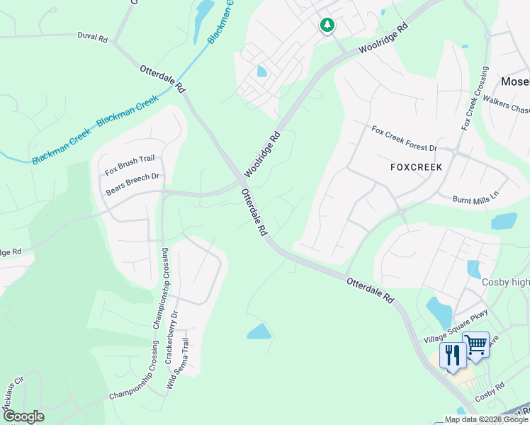 map of restaurants, bars, coffee shops, grocery stores, and more near 6811 Otterdale Rd in Moseley