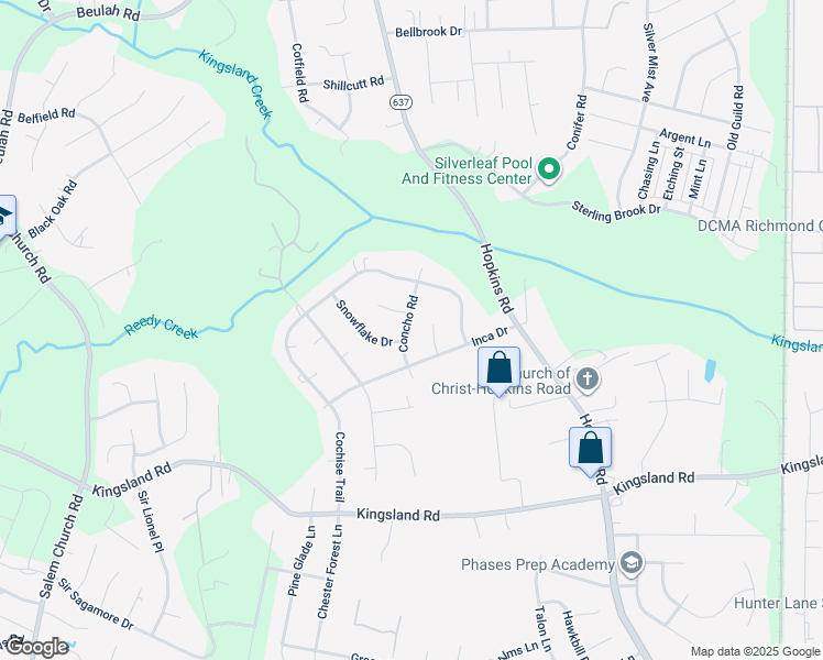 map of restaurants, bars, coffee shops, grocery stores, and more near 8109 Concho Road in Richmond